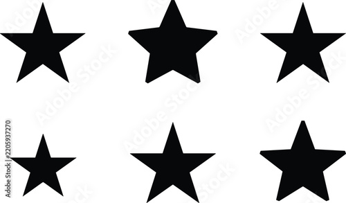 Black Star Silhouette Collection Set with Various Five Point Star Vector Icons