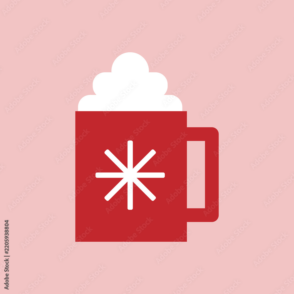 Fototapeta premium Hot chocolate cup geometric Christmas flat illustration