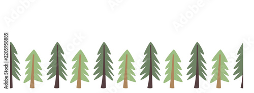Christmas tree border banner with green pine trees vector background for holiday design