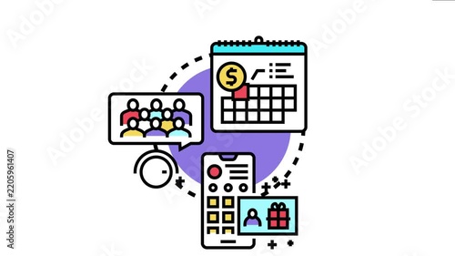 System depicting the ongoing management of donor subscriptions, showing recurring payments on a calendar, a community of supporters, and digital platforms handling donations and member benefits