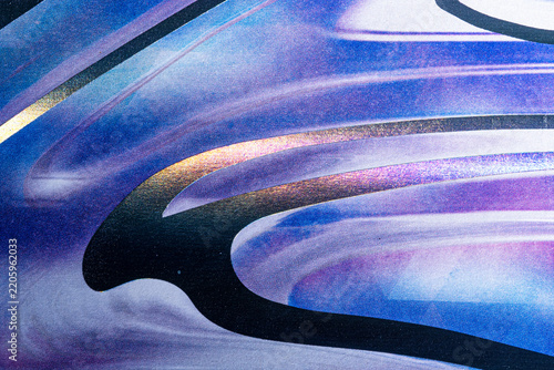 Abstract Blue and Purple Curved Paper Pattern with Metallic Accents