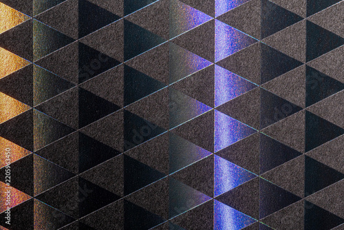 Black Geometric Triangle Paper Pattern with Iridescent Metallic
