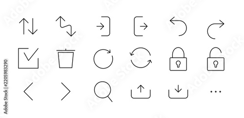  Set of line style button icons for app and web interfaces