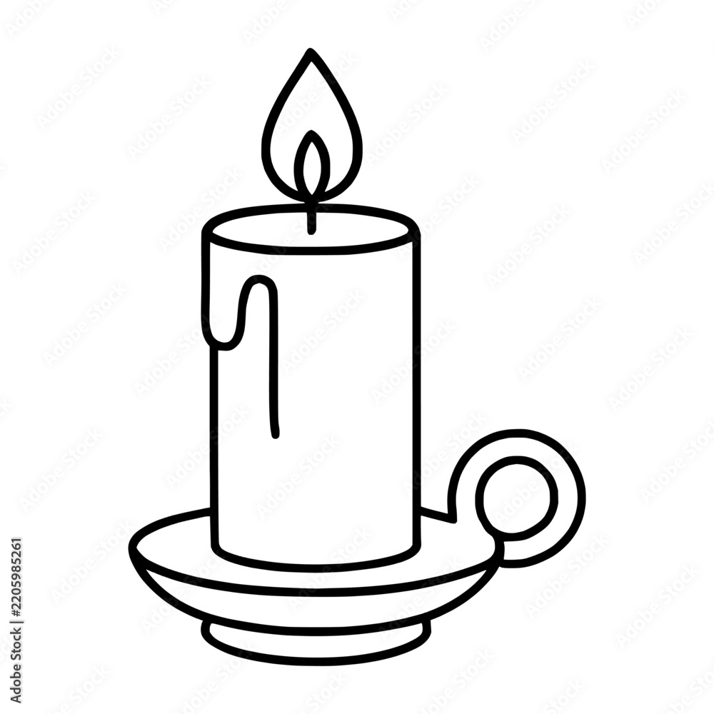 Obraz premium Easy Pillar Candle in Holder Coloring Page