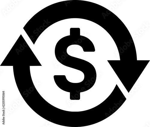 Currency exchange cash flow money transfer refund vector icon