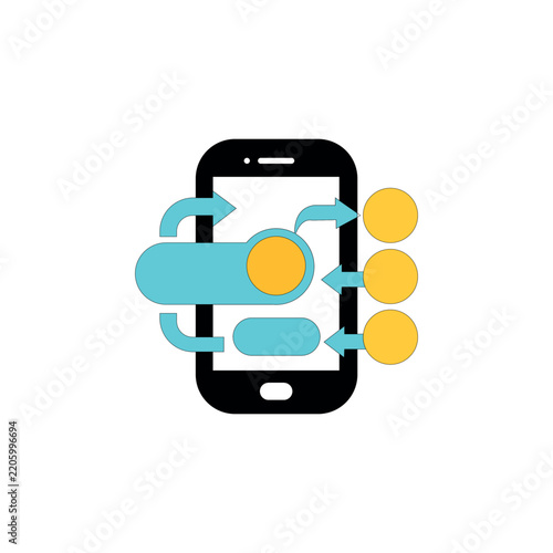 Mobile application icon depicting dynamic data processing and efficient information flow, symbolizing a streamlined digital workflow and interactive user experience