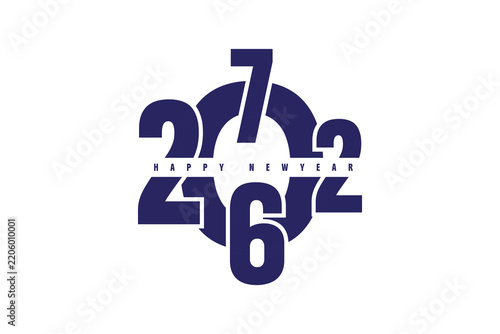 Happy New Year 2026 to 2027 Transition Background with Blue Circular Typography Vector