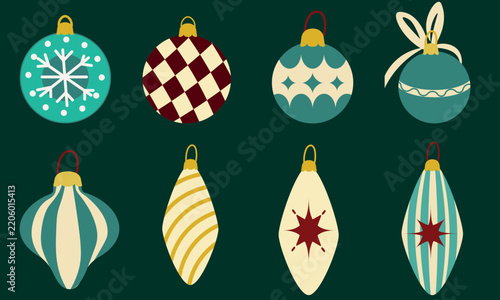 Set of Christmas tree ornament illustrations