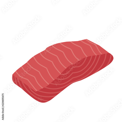 Tuna fillet vector. Fresh tuna meat illustration. Fresh sashimi. Japanese food vector design. Tuna fish flat design. Seafood illustration