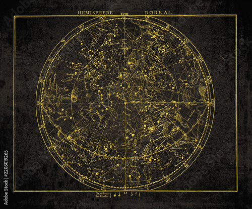 Vintage Northern Hemisphere Star Map Celestial Atlas