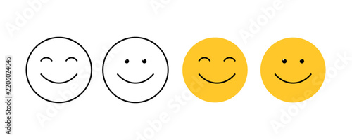 Yummy smile emoji with tongue lick mouth. Delicious tasty food symbol for social network. Yummy and hungry icon. Savory gourmet. Enjoy food sign. Vector illustration isolated on white background.