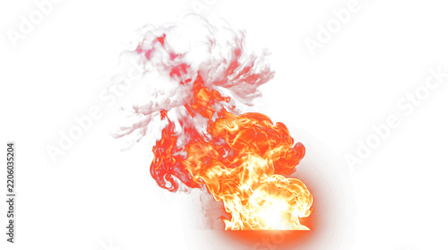 Fotografie Realistic fire and smoke explosion isolated on transparent background for VFX