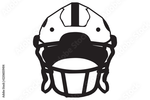 Minimalist American Football Helmet Black Silhouette Icon.