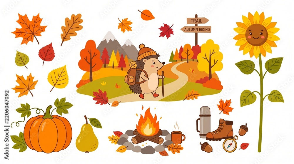 Obraz premium autumn leaves and birds