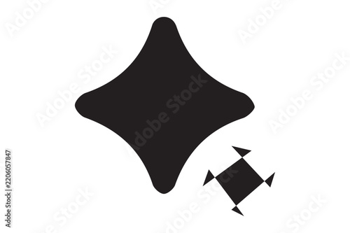 Minimalist Black Sparkle Star Four Point Icon Vector
