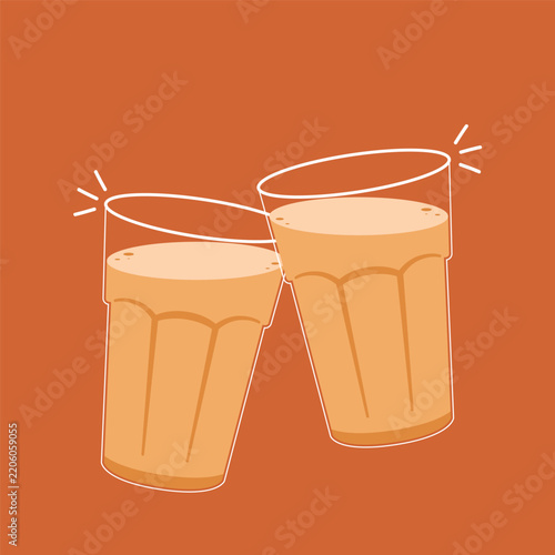 Indian hot drink vector. Indian chai icon. Chai is Indian drink. Kerala tea shop illustration vector eps. Indian Kerala roadside. Kerala tea shop line drawing. Kerala Old.