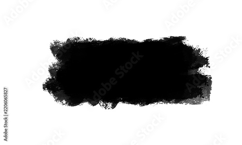 Black textured watercolor brush stroke with rough edges, isolated on a clean transparent background, perfect for artistic design elements.