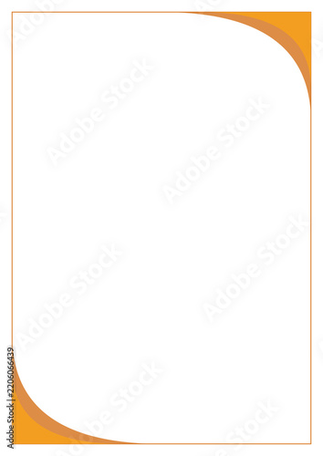 A4 document frame with elegant orange rounded corner accents for creative business certificate.