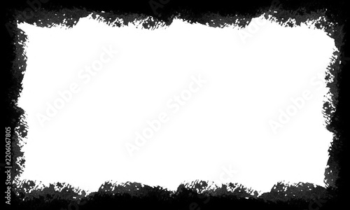 Grunge black frame border isolated on transparent background