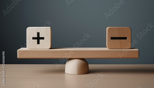 plus and minus on balanced wooden scale pros and cons concept