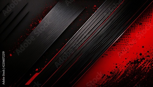 abstract black and red grunge background with diagonal lines and dots