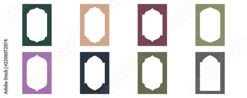Collection of oriental style Islamic vector shapes. of a window or door arch mosque gate Islamic arabesque pattern Arab frame set on transparent background Ramadan. vector illustration.