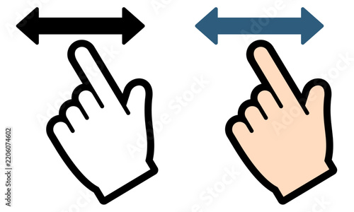 リフレッシュ操作アイコン 指で更新する円形スワイプジェスチャーUI素材　Refresh Swipe Icon Reload Gesture Circular Arrow Update UI Symbol
