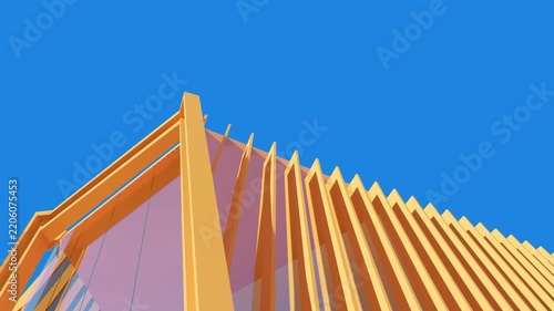 3D render animation of building light and shadows
