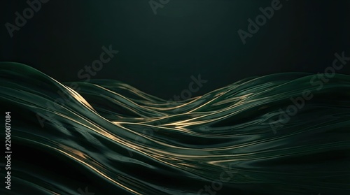 abstract dark waves with golden highlights