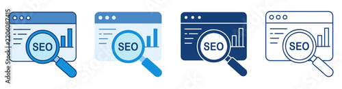 SEO Optimization Website Analytics Search Engine Icon Set