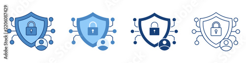 User Data Privacy Security Shield Icon Set Account Protection Concept