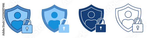User Privacy Security Shield Icon Set Account Protection Concept
