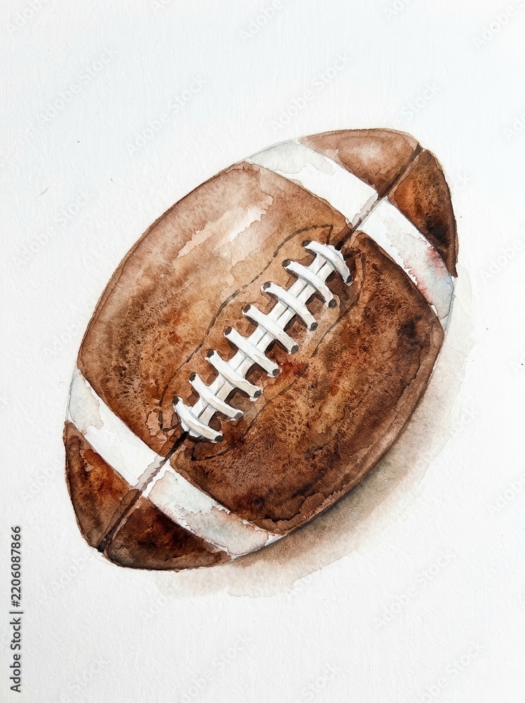 Obraz premium Hand-Painted Watercolor American Football Illustration Isolated on White Background for Sports Design