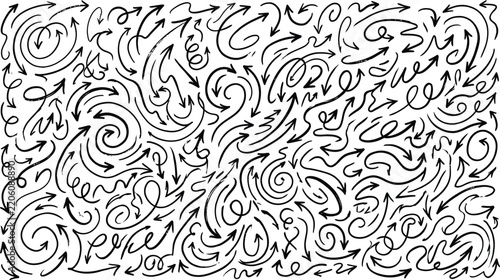 Black and white swirling arrow pattern background