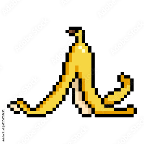 Vector Pixel Art Icon of Banana Peel