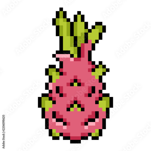 Vector Pixel Art Icon of Dragon Fruit