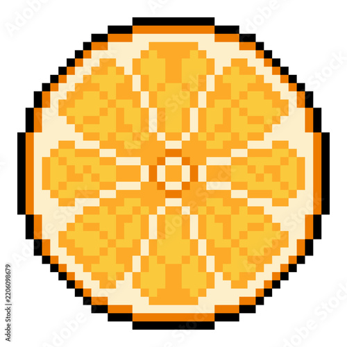 Vector Pixel Art Icon of Orange Fruit Slice