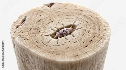 Detailed 3D model of an osteocyte cell sitting inside a bone lacuna with bone structure cell biology skeletal system 3D model