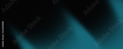 Abstract teal and black gradient background with soft light beam and grainy texture for design