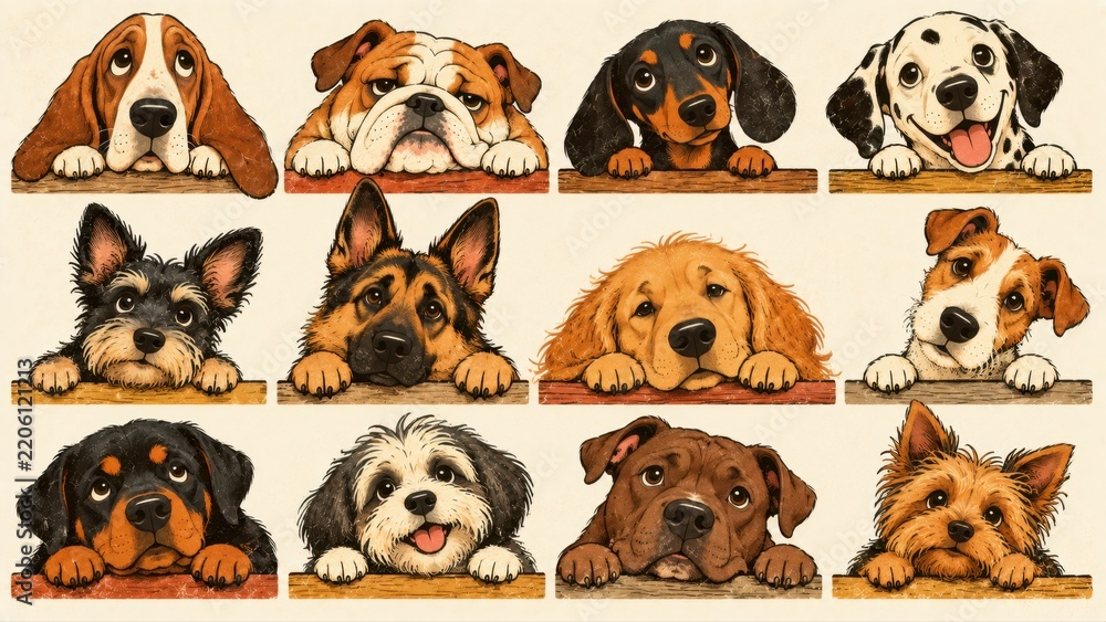 Obraz premium Cute dogs looking at the viewer