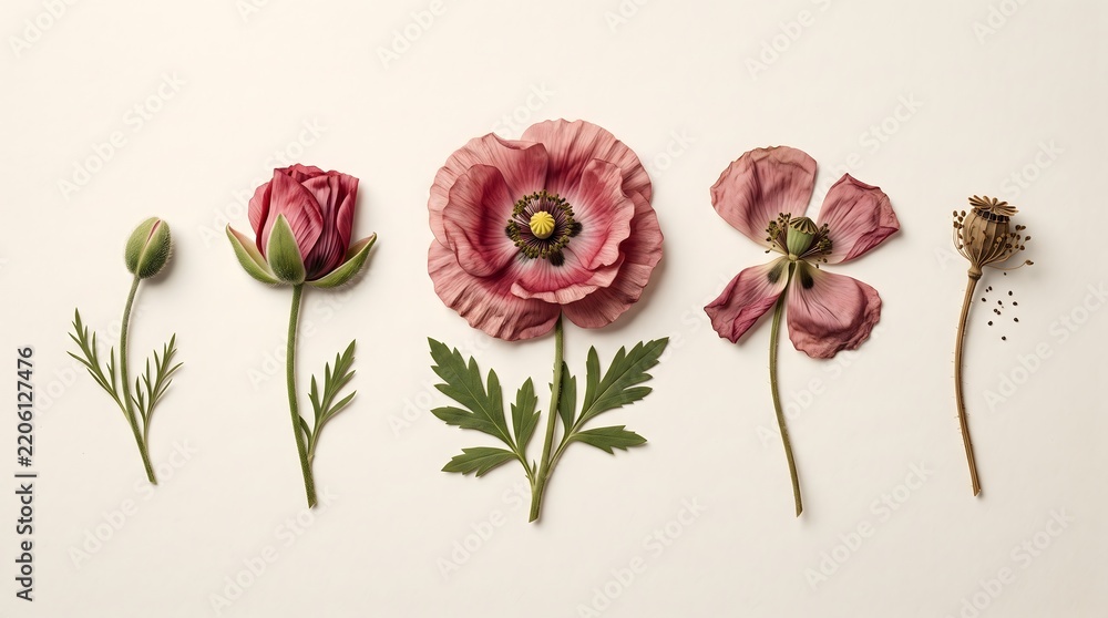 Fototapeta premium 3D Botanical Plant Life Cycle Herbarium Study