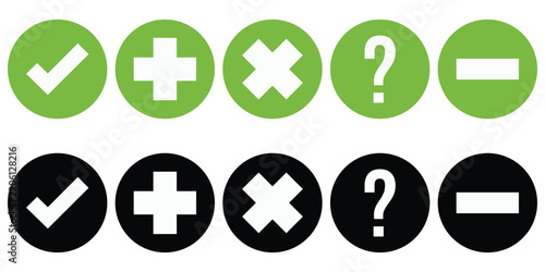 set of buttons with symbols