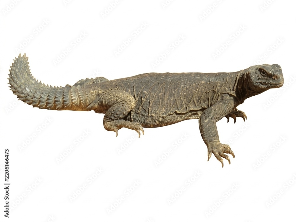Fototapeta premium Egyptian Spiny tailed Lizard (Uromastyx aegyptia) Isolated on White Background Full Body