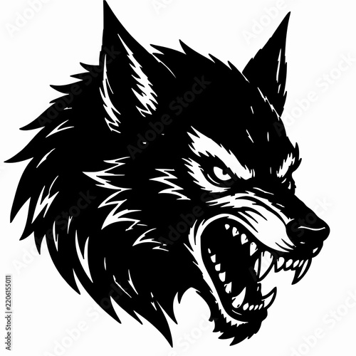 Konstfotografi Fierce growling werewolf head vector illustration