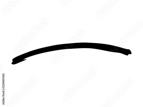 Hand Drawn Black Curved Brush Stroke Isolated on White Background