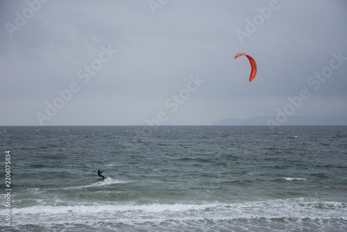 Kite surfing in the sea
