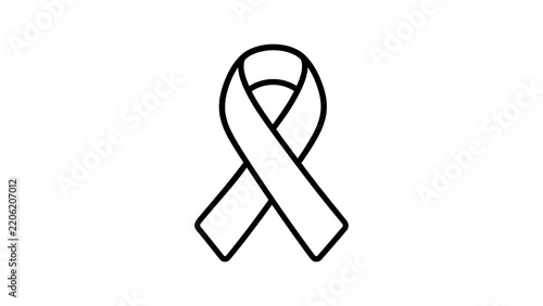 Awareness ribbon symbol black line art vector for charity health campaigns.