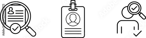 Security Verification Icons Set Including User Identification And Access Control Line Art