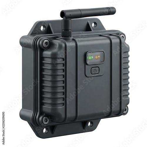 Rugged outdoor wireless security camera isolated on white background