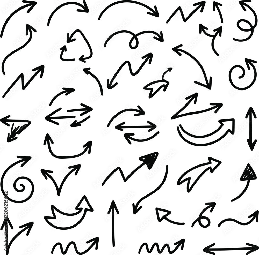 Fototapeta premium Black and white arrow direction icons set
